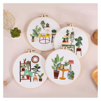 Embroidery Starter Kit Leisure Life Series Starter for Adult Stamped Pattern with Instructions Crafts for Adults