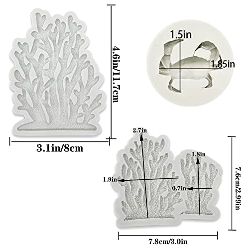 5 PCS Marine Theme Fondant Silicone Mold Seaweed Coral shell crab Shape DIY Handmade Baking Tools