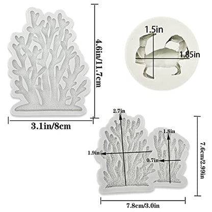 5 PCS Marine Theme Fondant Silicone Mold Seaweed Coral shell crab Shape DIY Handmade Baking Tools