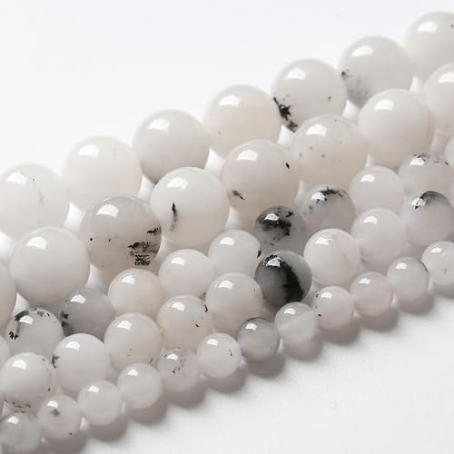 60pcs 6mm Natural Black Rutilated Quartz Crystal Jade Stone Beads for Jewelry Making Energy Healing Power Stone Beads DIY Bracelet Necklace Accessories 15"