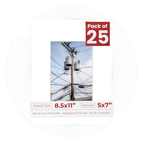5x7 Mat for 8.5x11 Frame (25 Count)