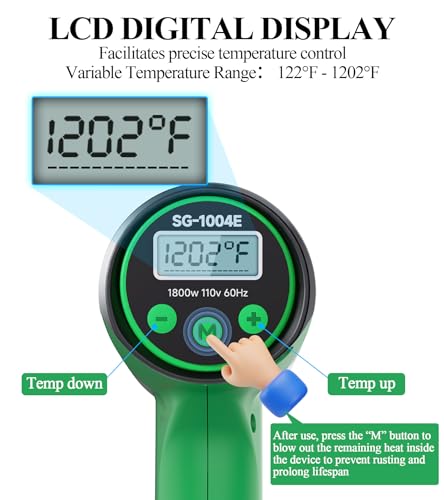 Heat Gun 1800W Variable Temperature Hot Air Gun with LCD Display