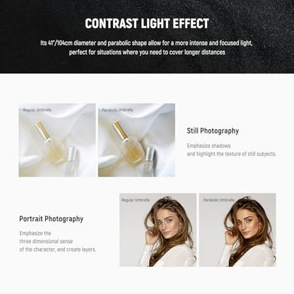 41" 104cm Parabolic Reflective Umbrella Photography with White Inner