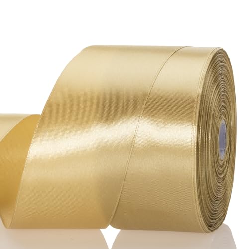 2 Inch Champaign Gold Solid Satin Ribbon for Gift Wrapping