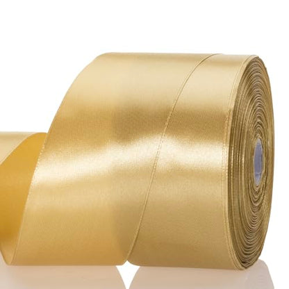 2 Inch Champaign Gold Solid Satin Ribbon for Gift Wrapping