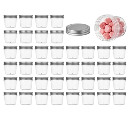 4 oz Plastic Small Mason Jars and Small Plastic Jars with Lids (40 Count)