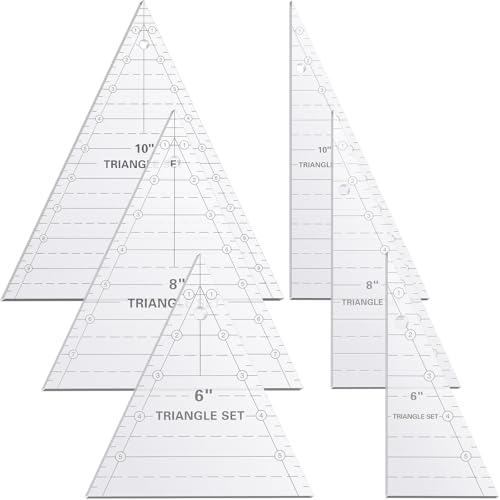 3 Set Tall Triangle Rulers for Quilting 6 8 10 Inch Wedge Triangle & Wing Quilting Rulers and Templates Acrylic Quilt Templates for Sewing Layer Cake Patchwork Cutting Pattern DIY Craft