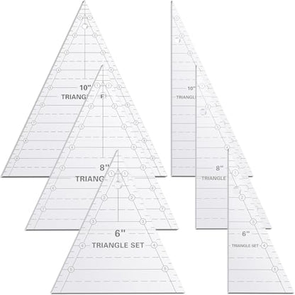 3 Set Tall Triangle Rulers for Quilting 6 8 10 Inch Wedge Triangle & Wing Quilting Rulers and Templates Acrylic Quilt Templates for Sewing Layer Cake Patchwork Cutting Pattern DIY Craft