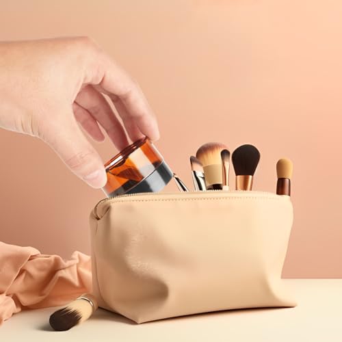 100 Pack 1oz Amber Plastic Jars with Lids 30ml Empty Cosmetic Jars Leak Proof Container Refillable Makeup Containers Travel Cosmetic Containers for Lotions Sample Cream (100 Count)