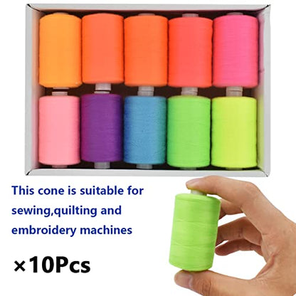 Sewing Thread 10 Color Sewing Industrial Purpose 1000 Yards Per Spool 40S (30000 Foot)