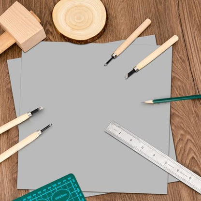 8 Pcs 12 x 12 Inch Linoleum Block Rubber Carving Block Soft Linocut Blocks Large Linoleum Sheet Unmounted Lino Plates for Engraving Art Project Printmaking Artist Studio Supplies
