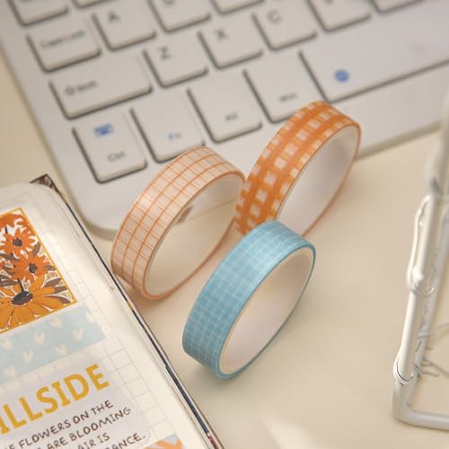 20 Rolls Basic Washi Tape Set Japanese Arts Adhesive Tapes Simple Patterns Decorative Masking Tape Sets for Craft (20 Count)
