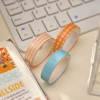 20 Rolls Basic Washi Tape Set Japanese Arts Adhesive Tapes Simple Patterns Decorative Masking Tape Sets for Craft (20 Count)