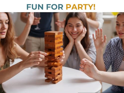 Wooden Tumbling Tower Family Game for Senior and Adult and Classic Stacking Party Block for Challenging Your Skills Wood Stack Towers Wooden Board Seniors Games for Adults