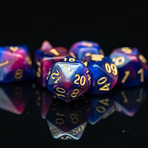 7 Die DND Dice Set Polyhedral Dice Set with a Leather Dice Bag (7 Count)