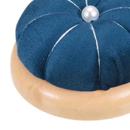 Wooden Base Pin Cushion Japanese Style Cute Needle Holder Pincushions Round for Sewing Quilting Needlework DIY Crafts