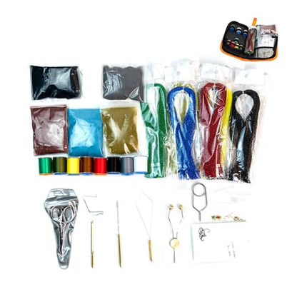Fly Tying Kit Material Tools Kit Bobbin Fly Hooks Scissors Fly Beads Threader Needle Whip Finisher Fly Fishing Flies Starter Making Kit 149Pcs with Carry Bag (149 Count)