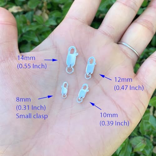 2pcs Adabele Real Sterling Silver 14mm Italian Rectangle Lobster Clasps (2 Count)