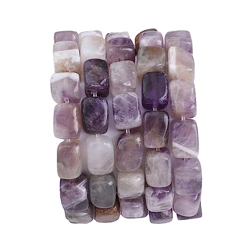 Natural Amethyst Cuboid Stone Loose Semi Gemstone Beads for Jewelry Making 8mmx12mm 38cm (33 Count)