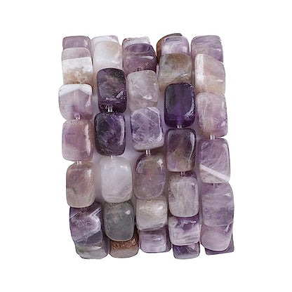 Natural Amethyst Cuboid Stone Loose Semi Gemstone Beads for Jewelry Making 8mmx12mm 38cm (33 Count)
