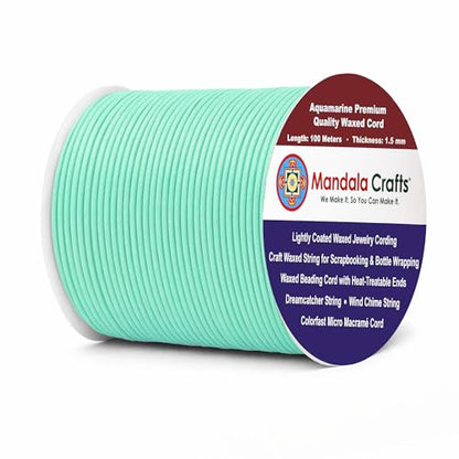1.5mm Aquamarine Waxed Cord (327 Foot)