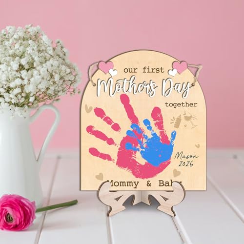 DIY Custom Our First Mother's Day Together Mommy & Baby Handprint Signs