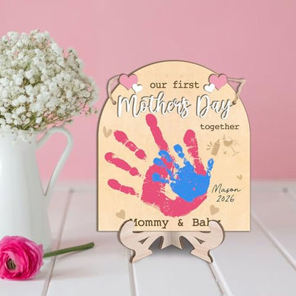 DIY Custom Our First Mother's Day Together Mommy & Baby Handprint Signs