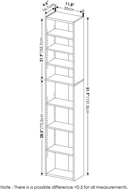 Adjustable Shelves Multimedia Storage Tower Rack with Spacious Media Organization, Durable Design, Versatile Rack for DVDs, CDs, Games, and More Amber Pine/8 Tier Narrow