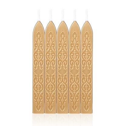 5Pcs Light Gold Sealing Wax Sticks with Wicks for Wax Seal Stamp (5 Count)