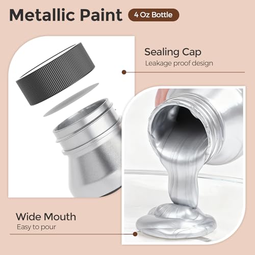Metallic Silver Acrylic Paint (4 Fl Oz)