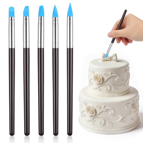 5pcs Artist Paint Brush Set Silicon Brushes for Painting Masking Fluid Clay Molding (5 Count)
