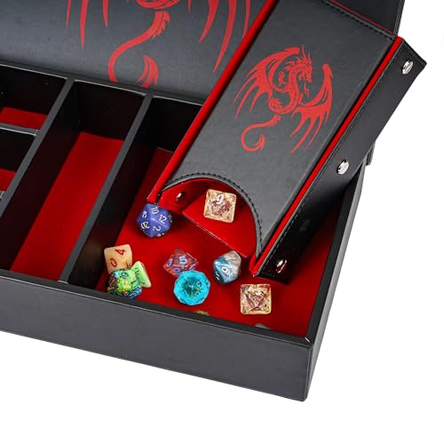 4-in-1 D&D Storage Dice Box Portable Rolling Tray for Tabletop Games (35.2 Ounce)