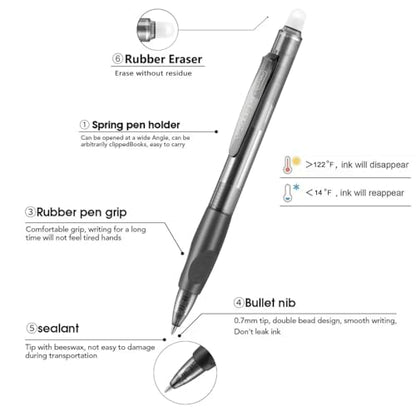 Erasable Pens Click Fine Point 0.7 mm Retractable Erasable Gel Pens for Completing Sudoku and Crossword Puzzles 12 Pack (111 Count)
