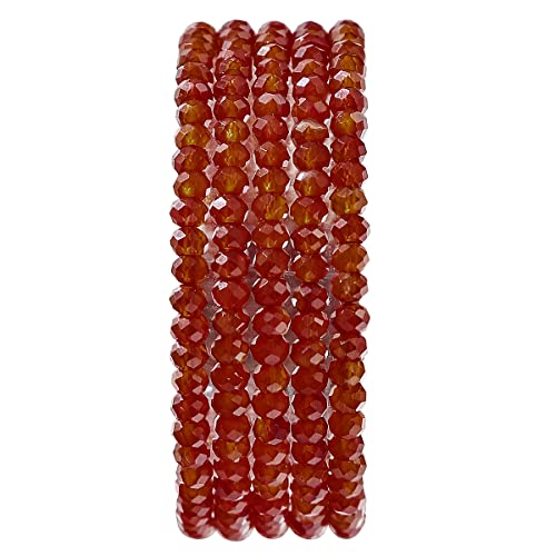 Natural Red Agate Beads 4x2mm 120pcs Faceted Rondelle Loose Semi Gemstone Beads for Jewelry Making Design (120 Count)