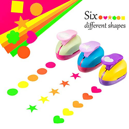 Hole Punches 6 Shapes with Cardstock for Kids