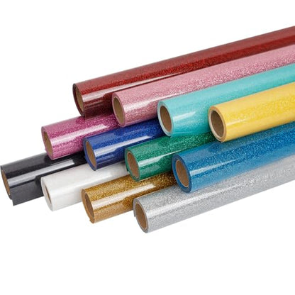 Glitter Heat Transfer HTV Vinyl Bundle (12 Count)