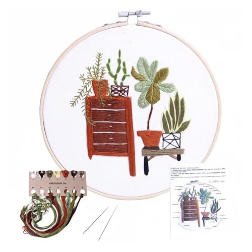 Needle Point Kits Adults Full Range of Starter Including Instructions Stamped Cloth with Pattern Hoop Color Threads and Tools Art Projects