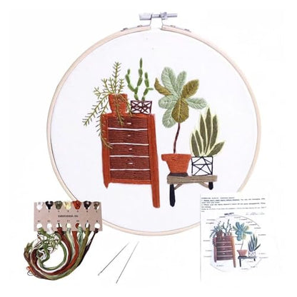 Needle Point Kits Adults Full Range of Starter Including Instructions Stamped Cloth with Pattern Hoop Color Threads and Tools Art Projects