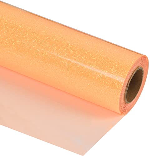 Heat Transfer Vinyl Glow Orange Yellow Glitter HTV