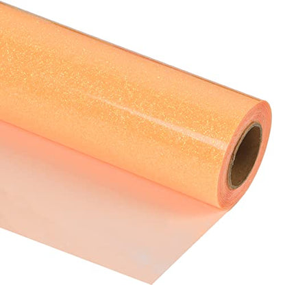 Heat Transfer Vinyl Glow Orange Yellow Glitter HTV