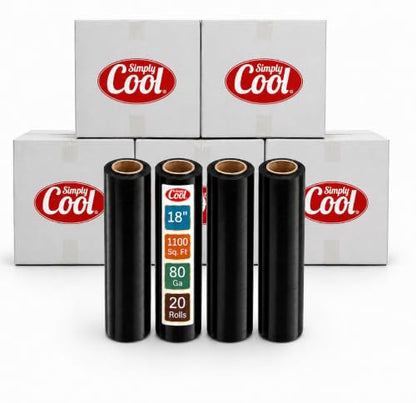 20 Pack Stretch Wrap 18 Inch 80 Gauge Shrink Wrap Black