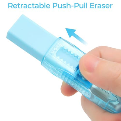 6 Pack Sliding Retractable Rubber Erasers (6 Count)
