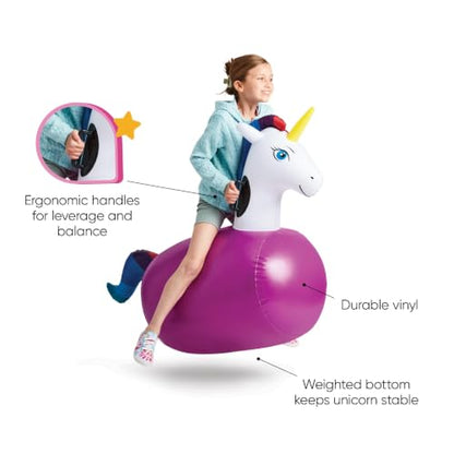 Hop N Go Inflatable Unicorn Riding Bouncy Hopping Toys for Kids Ages 5+ (2 Count)