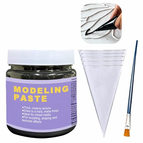 10.56oz 300ml Black Modeling Paste & Piping Bags & Brush (10.58 Ounce)