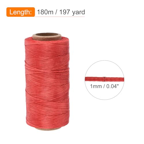 Waxed Thread 197 Yard 1mm 210D Flat Wax Thread Polyester Waxed String for Leather Sewing Hand Weaving Book Binding Home Decoration