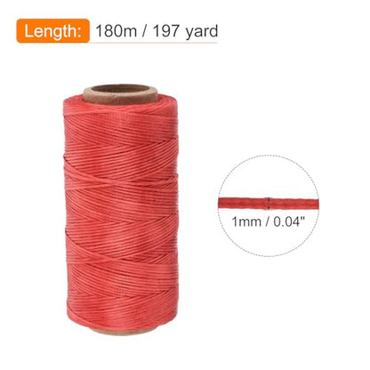 Waxed Thread 197 Yard 1mm 210D Flat Wax Thread Polyester Waxed String for Leather Sewing Hand Weaving Book Binding Home Decoration