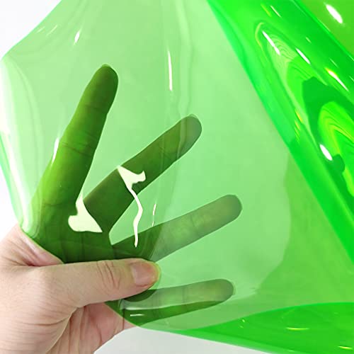 HYANG Green Transparent PVC Super Clear Holographic Vinyl Faux Leather Sheets 1 Roll 12" x 47"