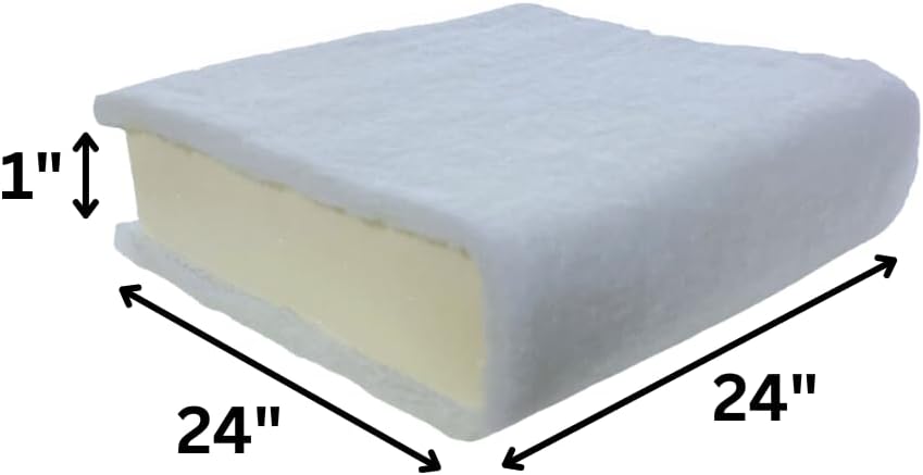 FoamRush 1" x 24" x 24" Seat Cushion Foam with Batting/Dacron (Cushion Seat Replacement) Made in USA - Crafty Corner