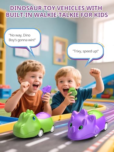 Walkie Talkies for Kids Rechargeable Dino Toy Cars 48H Playtime (2 Count)