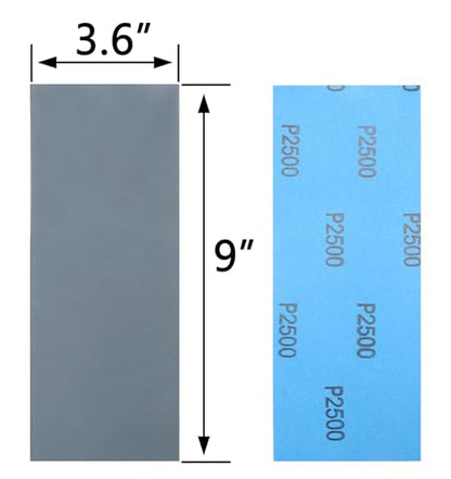 30Pcs 9 x 3.6 Inchs 2500 Grit Wet and Dry Handmade Universal Sanding Sheets